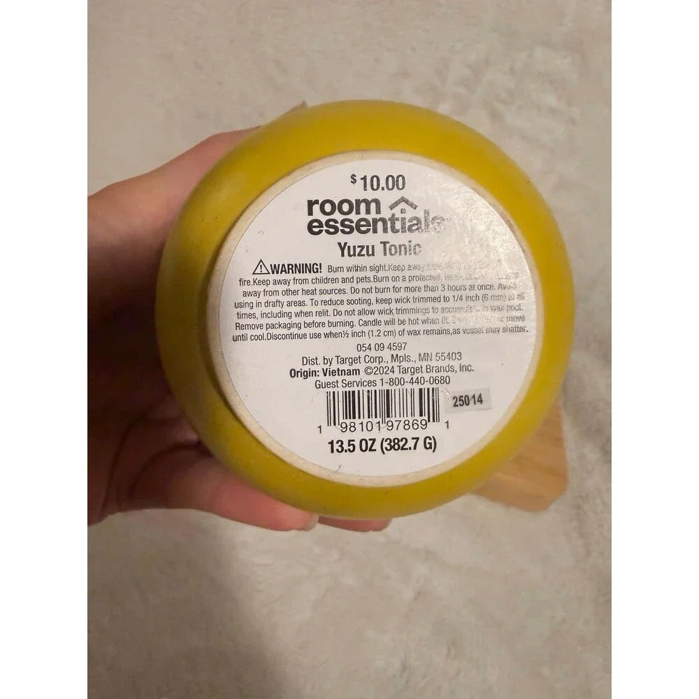 Room Essentials Yuzu Tonic 2-Wick Ceramic Jar Candles 13.5oz Set of 4 New